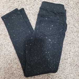 Girls 6x black silver sparkle pull on jeggings jumping beans